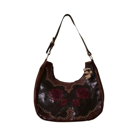 NWT American West Roses are Red Embroidered Hobo Bag - Picture 1 of 5